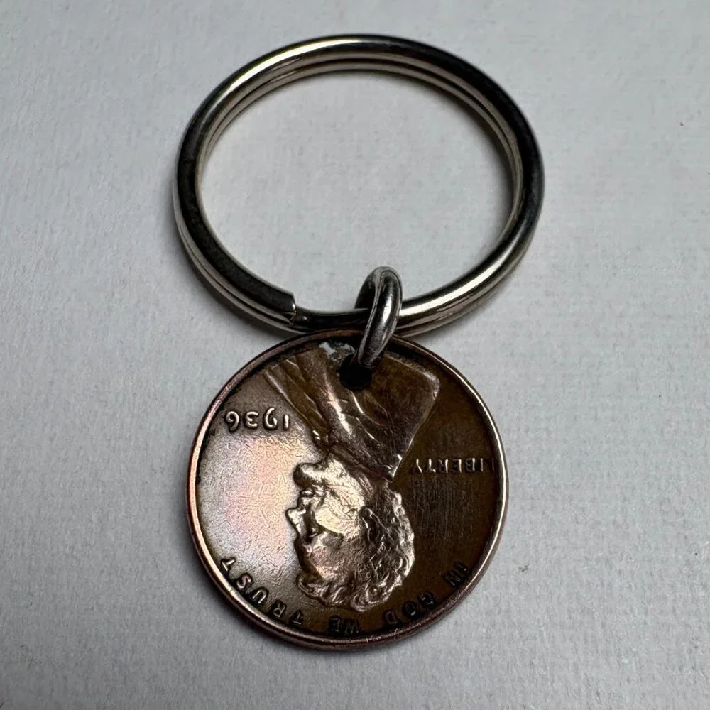 Made From Coins Wheat Penny Keyring – Handcrafted Artisan Design – NWOT